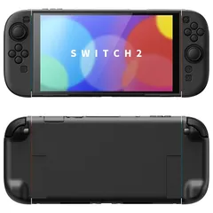 PlayVital Nintendo Switch 2（2025）対応ハードカバー 保護ケース 付けたままドックに対応 折りたたみ式スタンド＆親指グリップ付き?【ブラック】 1