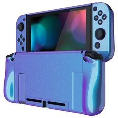 PlayVital Nintendo Switchに対応用アップグレードされたグロッシーケースグリップカバー、ドックに対応できて、Nintendo Switchに対応用人間工学に基づいた保護ケース、ジョイコンに対応用保護ケース（ハード）【パープルブルーカメ 0