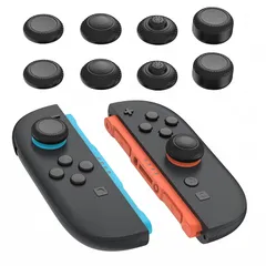 PlayVital 2025年新型Switch 2対応用親指グリップキャップ 8個セット?プロ仕様 高耐久性 滑り止めスティックカバー Switch 2ジョイコン用エイム精度向上スティックキャップ 【ブラック】 1