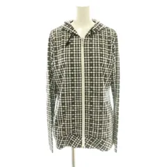 ルコックスポルティフ le coq sportif チェック フーディ ジップアップジャケット L 白 ホワイト 黒 ブラック 長袖 /AG ■OS