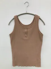 タンクトップ M ベージュ 無地 カップなし