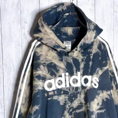 【海外モデル】OLD adidas ブリーチ タイダイ ネイビー スウェット パーカー #0930