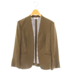 ジェイプレス J.PRESS アイアスソフトクロス ジャケット ノーカラー 7 茶 ブラウン /AT ■OS