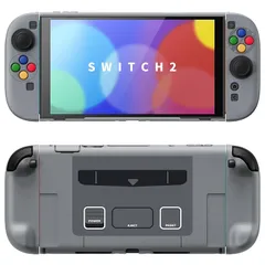 PlayVital Nintendo Switch 2（2025）対応ハードカバー 保護ケース 付けたままドックに対応 折りたたみ式スタンド＆親指グリップ付き?【SFC SNES Classic EUスタイル】 0