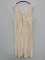 RETRO GIRL レトロガール ワンピース F アイボリー コットン ナイロン 無地 リボン 袖なし ひざ丈 フレア