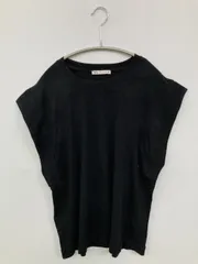 ZARA ザラ Tシャツ/カットソー S ブラック 無地 ミドル丈 半袖 クルーネック(丸首)