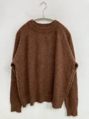 ZARA ザラ ニット/セーター L ブラウン 無地 クルーネック(丸首)