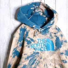 【入手困難】ザ・ノースフェイス THE NORTH FACE 古着 ブルー ブリーチ タイダイ スウェット パーカー #r02