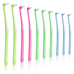 【送料無料】ワンタフトブラシ 10本入 4色 やわらかめ ワンタフト 歯ブラシ 部分磨き ポイント歯ブラシ 携帯用 歯間用