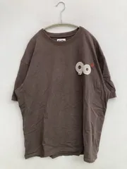 9090 ナインティナインティ Tシャツ/カットソー XL ブラウン バックプリント ワンポイント ブランドロゴ ミドル丈 半袖 クルーネック(丸首)
