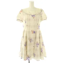 ロディスポット LODISPOTTO mille fille closet チェックフラワーフレアワンピース 膝丈 半袖 M ホワイト /HK ■OS