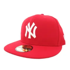ニューエラ NEW ERA 美品 59FIFTY MLB NEW YORK YANKEES キャップ 帽子 刺繍 7 55.8cm 赤 レッド /FT