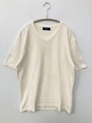 BACK NUMBER バックナンバー Tシャツ/カットソー L アイボリー 無地 ミドル丈 半袖 Vネック