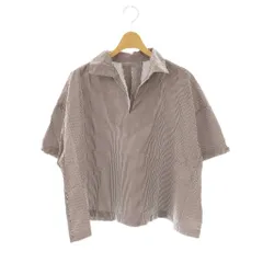 マカフィー MACPHEE トゥモローランド ギンガムチェック シャツ 五分袖 36 白 ホワイト 茶 ブラウン /AT ■OS