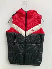 adidas アディダス ダウンベスト OT ブラック ナイロン 無地 ワンポイント ブランドロゴ フードあり