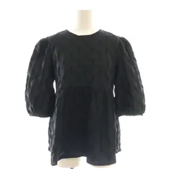 オペークドットクリップ OPAQUE.CLIP ふくれジャカードペプラムブラウス 五分袖 M ブラック /DF ■OS ■SH