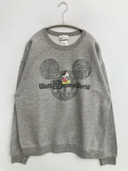 Disney Park`s スウェット L グレー コットン 裏起毛 前面プリント ブランドロゴ 長袖