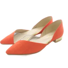 ルタロン Le Talon ポインテッドトゥ フラットパンプス 切替 23.5cm オレンジ