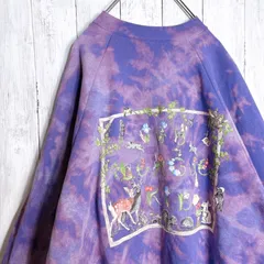 【入手困難】90s USA古着 ブリーチ タイダイ パープル アニマル スウェット トレーナー #r60