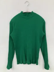 UNIQLO ユニクロ ニット/セーター M グリーン コットン 無地 長袖 タートルネック/ハイネック
