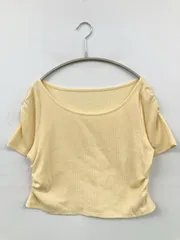 Kastane カスタネ Tシャツ/カットソー F イエロー 無地 ショート丈 半袖 Uネック