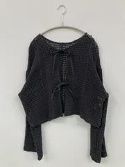 chocol raffine ショコラフィネ カーディガン/ボレロ F グレー コットン 無地 リボン ショート丈 長袖