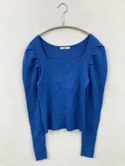 MURUA ムルーア ニット/セーター F ブルー ウール・ニット 無地 長袖 ショート丈 スクエアネック