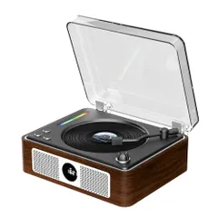 CDプレーヤー Bluetooth受信/送信 レトロ 充電式 ステレオスピーカー内蔵 CDプレイヤー 卓上置き 一機多用 木製の環境に優しいシェル USB/光ケーブル対応/AUX ポータブル リモコン付き ノイズリダクション 、音楽再生/部屋 413ec176