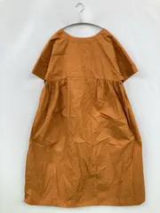 Ray BEAMS レイビームス ワンピース ブラウン コットン 無地 リボン 半袖 ロング・マキシ丈 台形