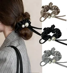【数量限定】おしゃれ髪留め 跡がつかないヘアゴム シュシュリボン ヘアアクセサリー パール 大人 パール レディース サテン，ヘアゴム ビューティー ボリューム かわいい シュシュ 髪飾り 3個セット