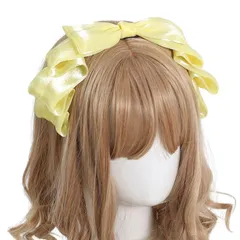 【新着商品】ティーパーティー 学園祭 ダンスパーティー 写真を撮る お姫様 夏祭り かわいい 髪飾り カチューシャ (きいろ) lolita ロリータ風 リボンカチューシャ