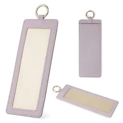 【新品】 [Ganve] 4カットフォトホルダー おしゃれ トレカケース キーホルダー 推し活グッズ 写真入れ レザー 金属リング 軽量 カードホルダー ブロマイドケース バッグ掛け可能 パープル 0