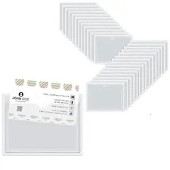 【新品】 Anopono ラベルポケットシール ネームカードホルダー 粘着式 透明 収納ボックス 書類ケース 衣装ケース クリア 整理 収納 保管 (縦6 × 横10・33枚) 0