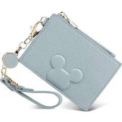 【新品】 定期入れ パスケース リール付き レディース メンズ 小銭入れ カード入れ ジッパー付き 大容量 薄型 かわいい コインケース 多機能 おしゃれ IDカードホルダー 多ポケット 通勤 通学 キーホルダー付き（ブルー） 1