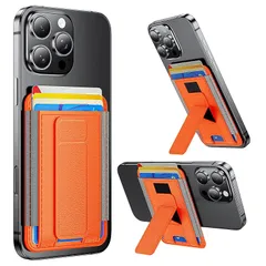 【新品】 [sadalo] の 2025 年の 大容量 6 スロット MagSafe カード ホルダー、電話スタンド付き、角度調節可能、iPhone 17/16/15/14/13/12 シリーズに対応、RFID ブロック機能、オレンジ 0