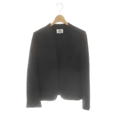 ジェイプレス J.PRESS 24AW ウールスムース ノーカラー ジャケット 総裏地 P7 黒 ブラック /HK ■OS