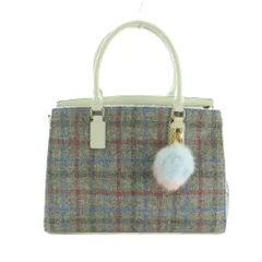 サマンサタバサ Samantha Thavasa × ハリスツイード ハンドバッグ チェック柄 グレー 白 ホワイト /MI ■OS
