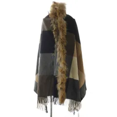 グレースコンチネンタル GRACE CONTINENTAL ラクーンファー付きマフラー ストール 大判 チェック 茶