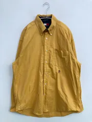 TOMMY HILFIGER トミーヒルフィガー シャツ/ブラウス L オレンジ コットン 無地 ワンポイント 刺繍 ミドル丈 長袖 ボタンダウン