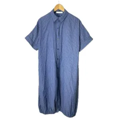 アズノウアズ as know as plus ストライプ シャツワンピース 半袖 ロング F ブルー ブラック ■FY