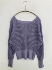 earth music&ecology アースミュージックアンドエコロジー ニット/セーター F パープル 無地 ショート丈 長袖 ボートネック