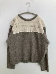 Samansa Mos2 サマンサモスモス カーディガン/ボレロ F グレー ウール・ニット ナイロン 無地 レース 刺繍 ミドル丈 長袖 コットン