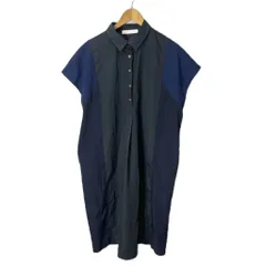 アズノウアズ as know as 配色 ノースリーブ シャツワンピース ハーフボタン ロング F ネイビー ■FY