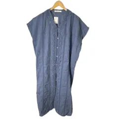 アズノウアズ as know as タグ付き コットン 刺繍 シャツワンピース ノースリーブ ロング F ブルー ■FY