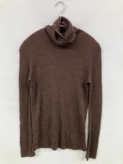 UNIQLO ユニクロ ニット/セーター M ブラウン ウール・ニット ミドル丈 無地 長袖 タートルネック/ハイネック
