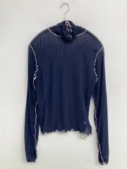 dazzlin ダズリン Tシャツ/カットソー F ネイビー 無地 ライン柄 ショート丈 長袖 タートルネック/ハイネック