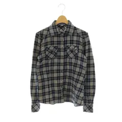 バーバリーブルーレーベル BURBERRY BLUE LABEL チェックネルシャツ 38 ネイビー アイボリー ライトブルー /DO ■OS