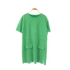 ザラ ZARA ポケットデザイン半袖ワンピース 膝丈 L グリーン /HK ■OS ■SH