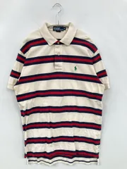 Polo by Ralph Lauren ポロバイラルフローレン ポロシャツ M アイボリー ボーダー柄 ワンポイント ブランドロゴ 半袖
