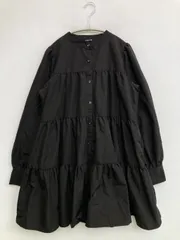 AS KNOW AS PINKY アズノゥアズピンキー ワンピース ブラック コットン 無地 長袖 ひざ丈 ティアード